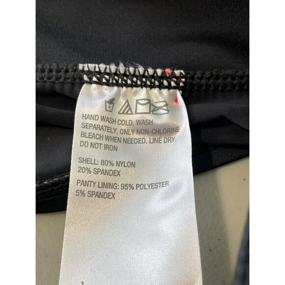 Susan Graver Soleil One Shoulder Swimsuit with Self Trim Sz 14 Black Multi Palm - Picture 6 of 10